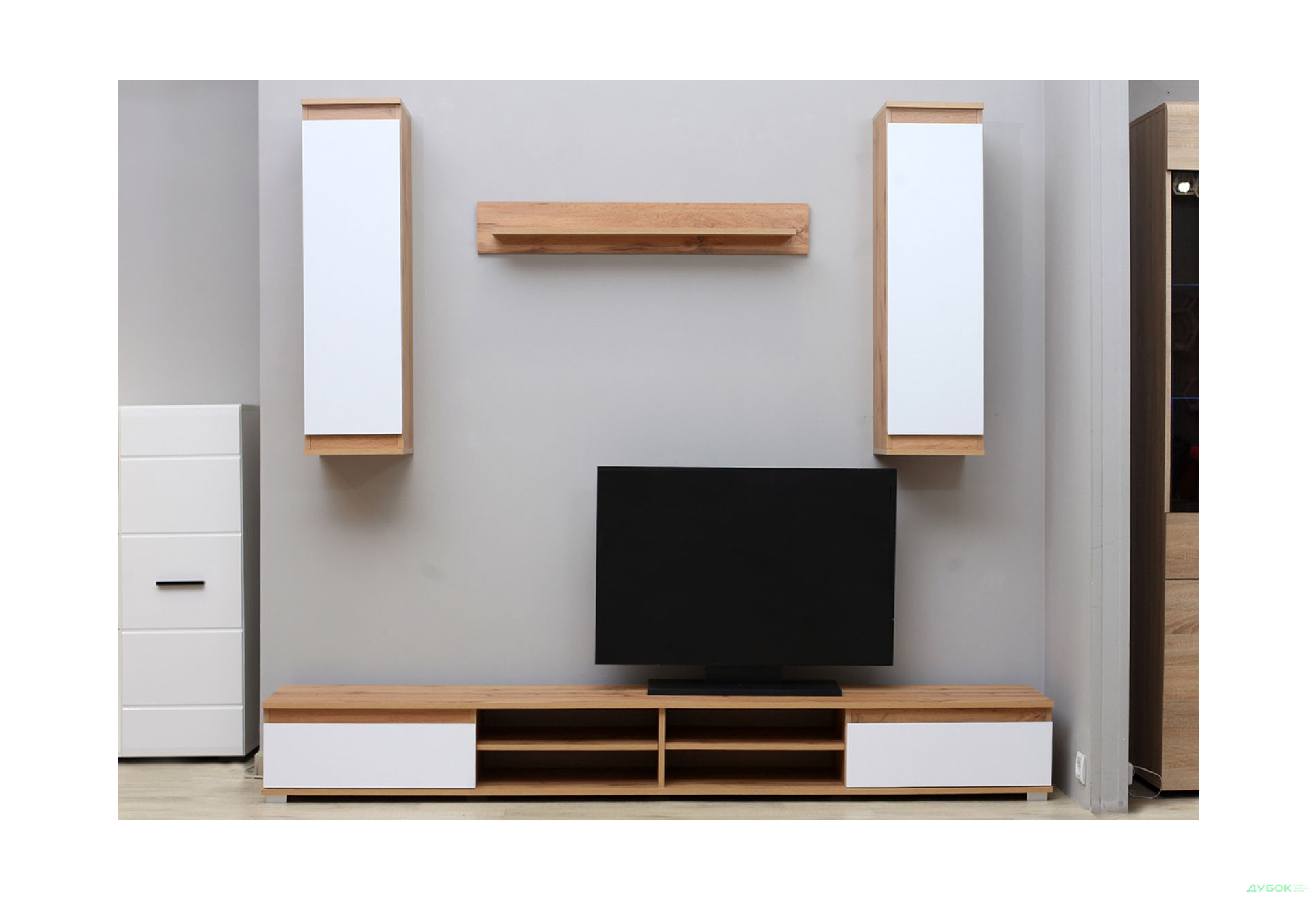 Стінка Гербор Люсія 220 см дуб тахо / німфея альба - Зображення 2 Зображення 2 - Стінка Гербор Люсія 220 см дуб тахо / німфея альба