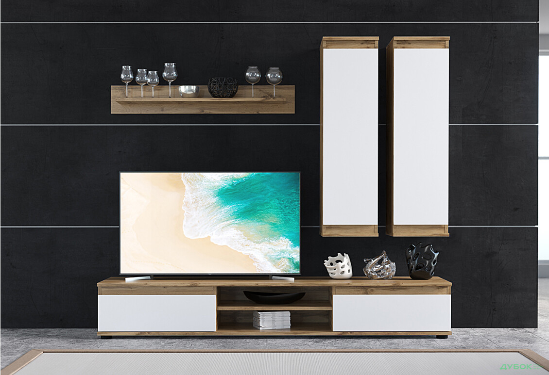 Стінка Гербор Люсія 175 см Німфеа альба / Дуб тахо - Зображення 1 Зображення 1 - Стінка Гербор Люсія 175 см Німфеа альба / Дуб тахо