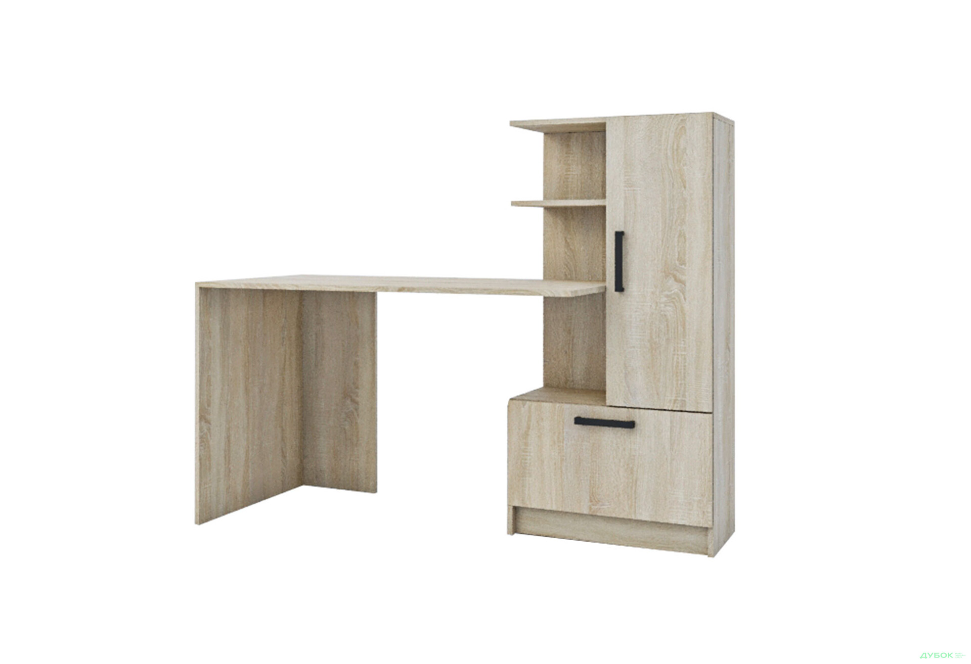 Стіл комп'ютерний Garant Стандарт 150x59 см зі стелажем дуб сонома, збірка права - Зображення 1 Зображення 1 - Стіл комп'ютерний Garant Стандарт 150x59 см зі стелажем дуб сонома, збірка права