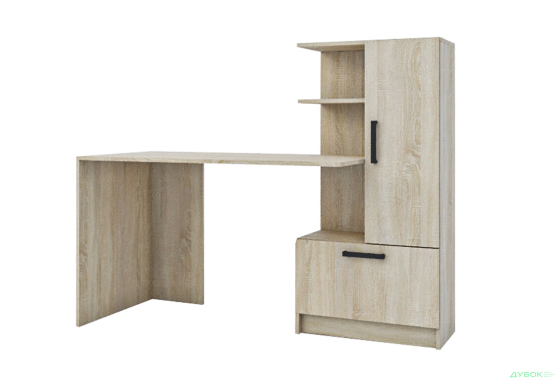 Стіл комп'ютерний Garant Стандарт 150x59 см зі стелажем дуб сонома, збірка права - Зображення 1 Зображення 1 - Стіл комп'ютерний Garant Стандарт 150x59 см зі стелажем дуб сонома, збірка права