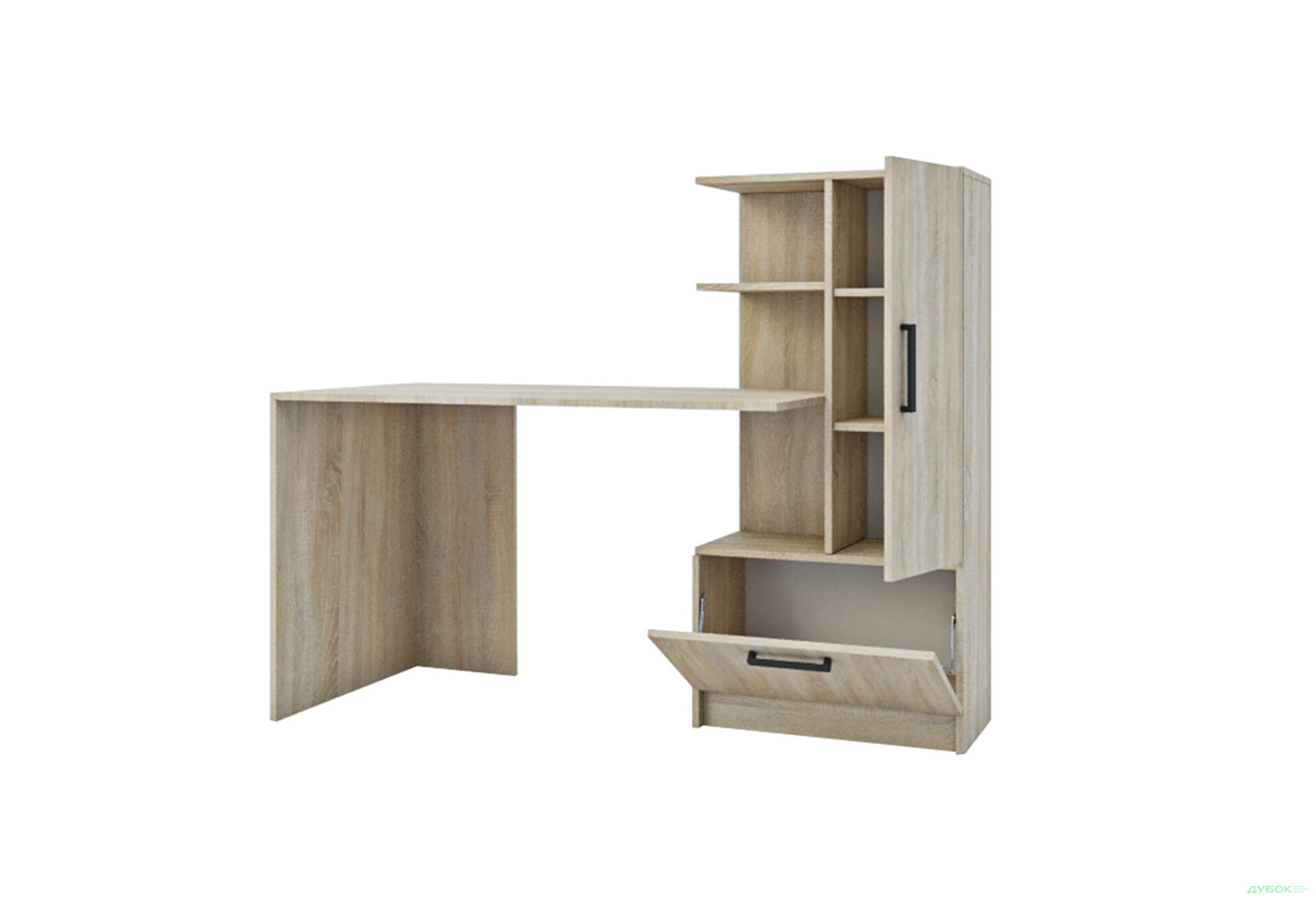 Стіл комп'ютерний Garant Стандарт 150x59 см зі стелажем дуб сонома, збірка права - Зображення 3 Зображення 3 - Стіл комп'ютерний Garant Стандарт 150x59 см зі стелажем дуб сонома, збірка права