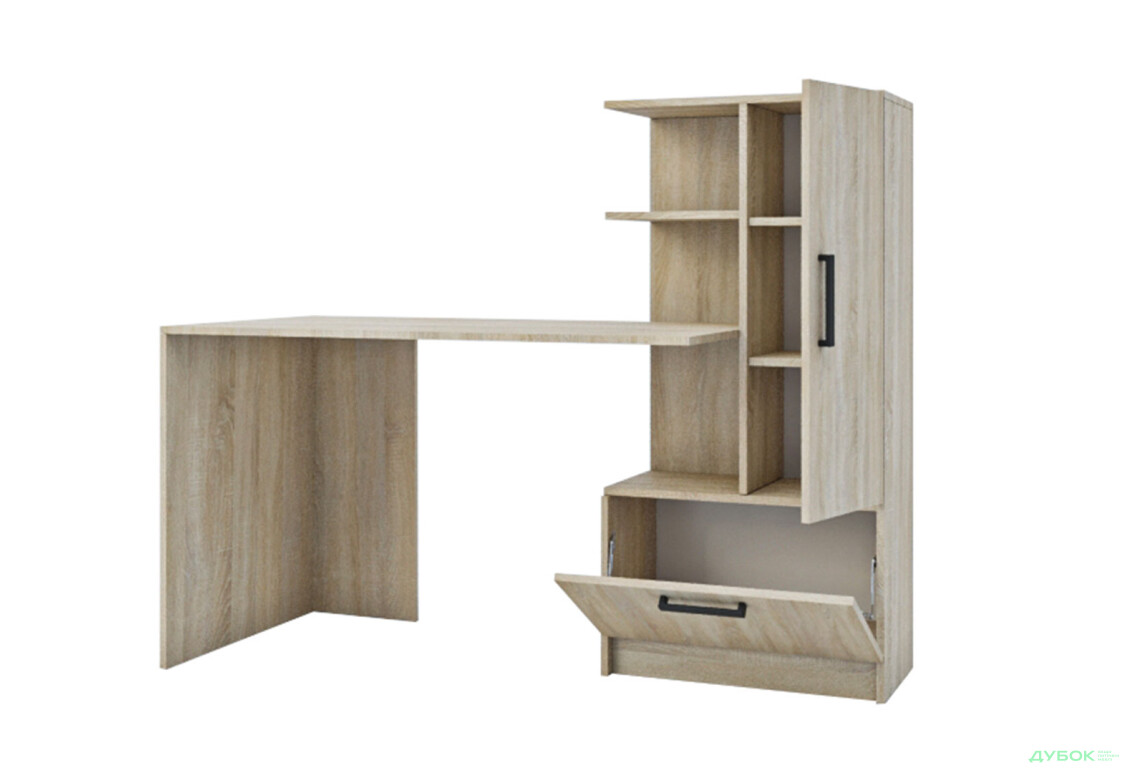Стіл комп'ютерний Garant Стандарт 150x59 см зі стелажем дуб сонома, збірка права - Зображення 3 Зображення 3 - Стіл комп'ютерний Garant Стандарт 150x59 см зі стелажем дуб сонома, збірка права