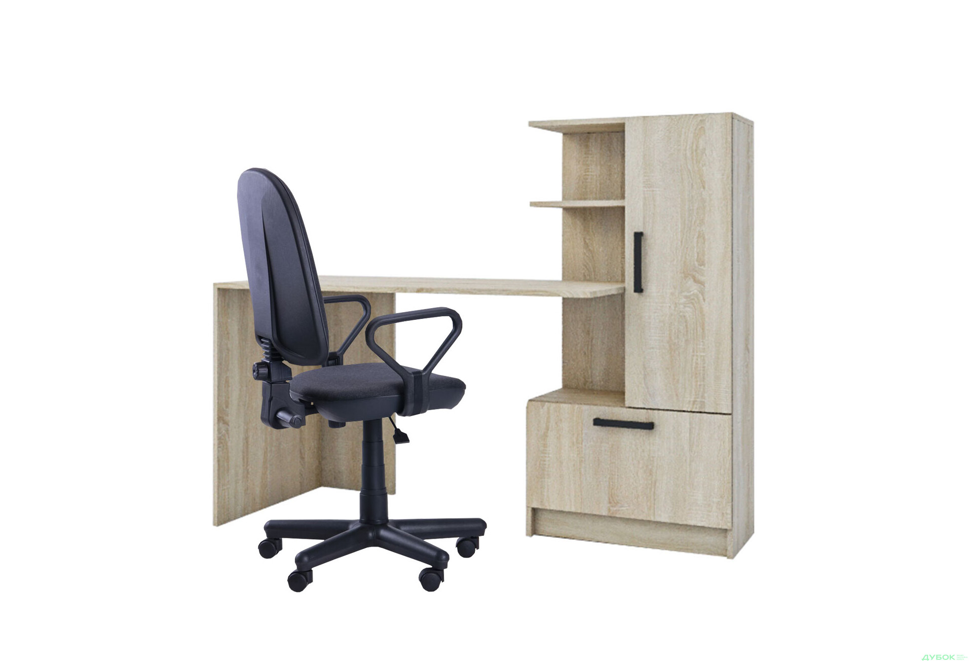 Стіл комп'ютерний Garant Стандарт 150x59 см зі стелажем дуб сонома, збірка права - Зображення 2 Зображення 2 - Стіл комп'ютерний Garant Стандарт 150x59 см зі стелажем дуб сонома, збірка права