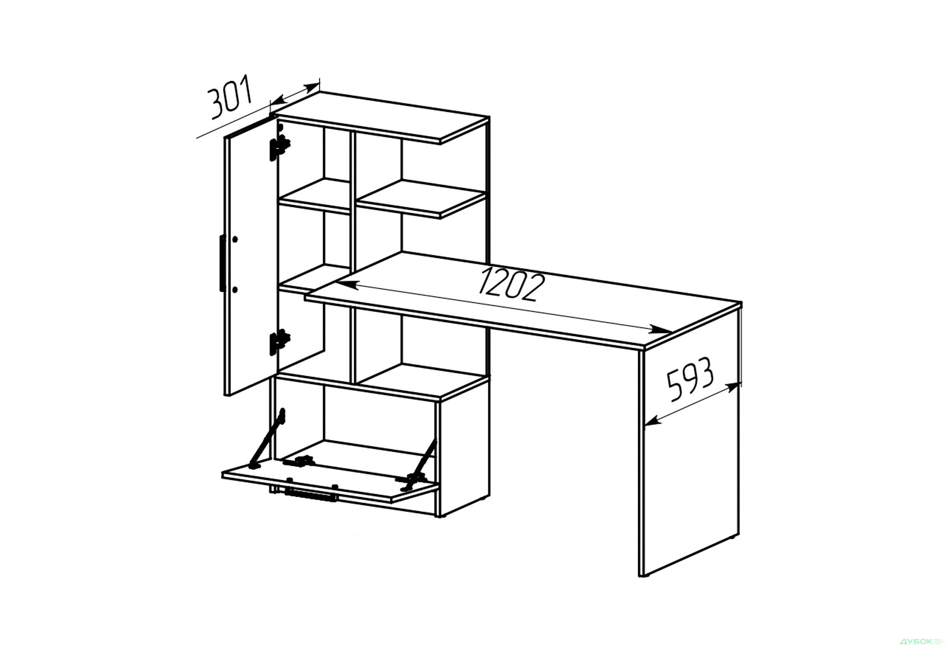 Стіл комп'ютерний Garant Стандарт 150x59 см зі стелажем Індастріал / Німфея альба, збірка ліва - Зображення 4 Зображення 4 - Стіл комп'ютерний Garant Стандарт 150x59 см зі стелажем Індастріал / Німфея альба, збірка ліва