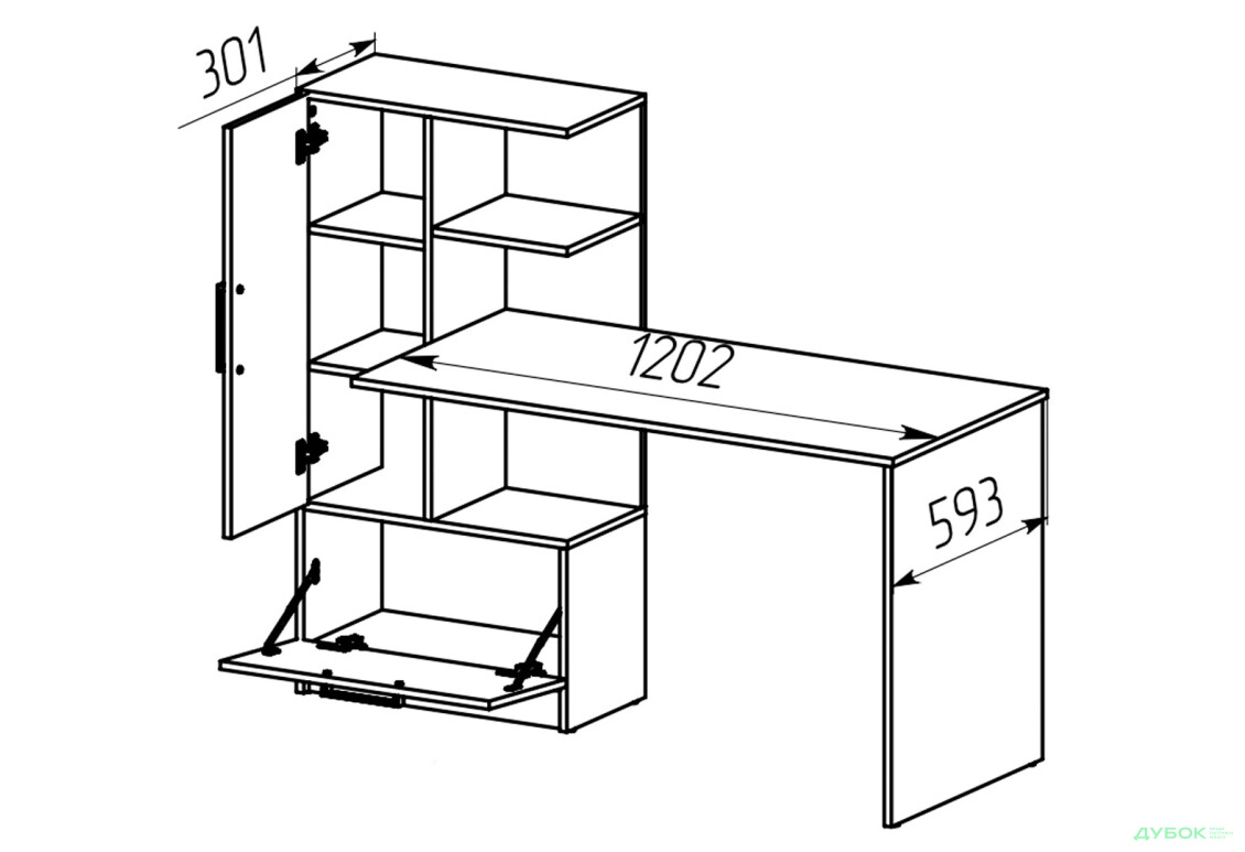 Стіл комп'ютерний Garant Стандарт 150x59 см зі стелажем Індастріал / Німфея альба, збірка ліва - Зображення 4 Зображення 4 - Стіл комп'ютерний Garant Стандарт 150x59 см зі стелажем Індастріал / Німфея альба, збірка ліва