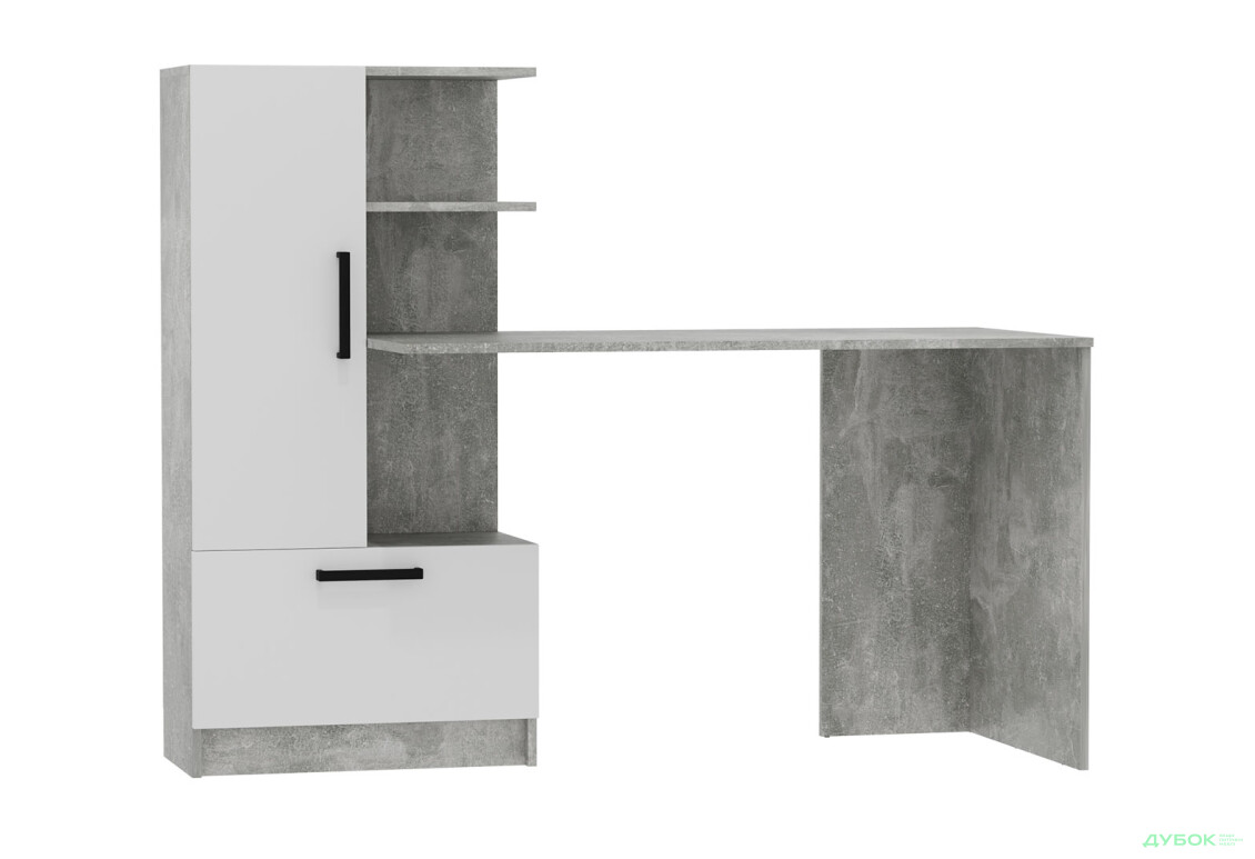 Стіл комп'ютерний Garant Стандарт 150x59 см зі стелажем Індастріал / Німфея альба, збірка ліва - Зображення 1 Зображення 1 - Стіл комп'ютерний Garant Стандарт 150x59 см зі стелажем Індастріал / Німфея альба, збірка ліва