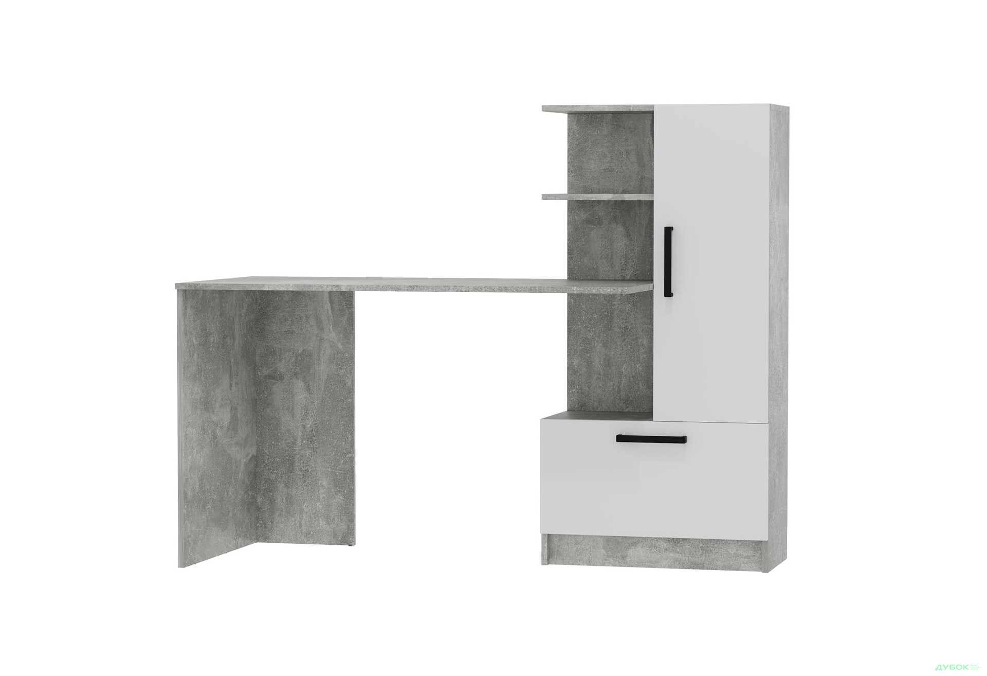 Стіл комп'ютерний Garant Стандарт 150x59 см зі стелажем Індастріал / Німфея альба, збірка права - Зображення 1 Зображення 1 - Стіл комп'ютерний Garant Стандарт 150x59 см зі стелажем Індастріал / Німфея альба, збірка права