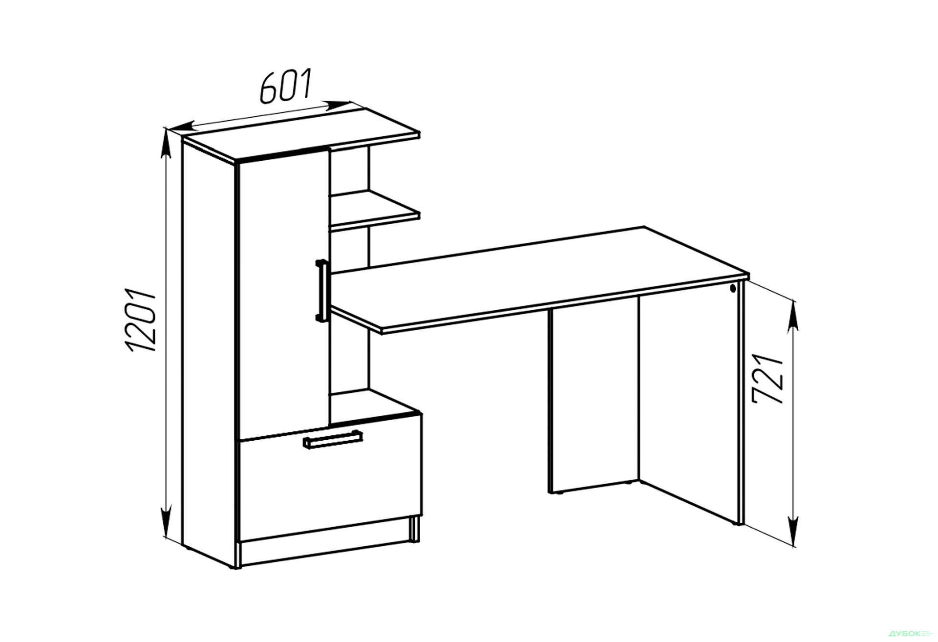 Изображение 5 - Стол компьютерный Garant Стандарт 150x59 см со стеллажом Нимфея альба / Дуб сонома, сборка левая
