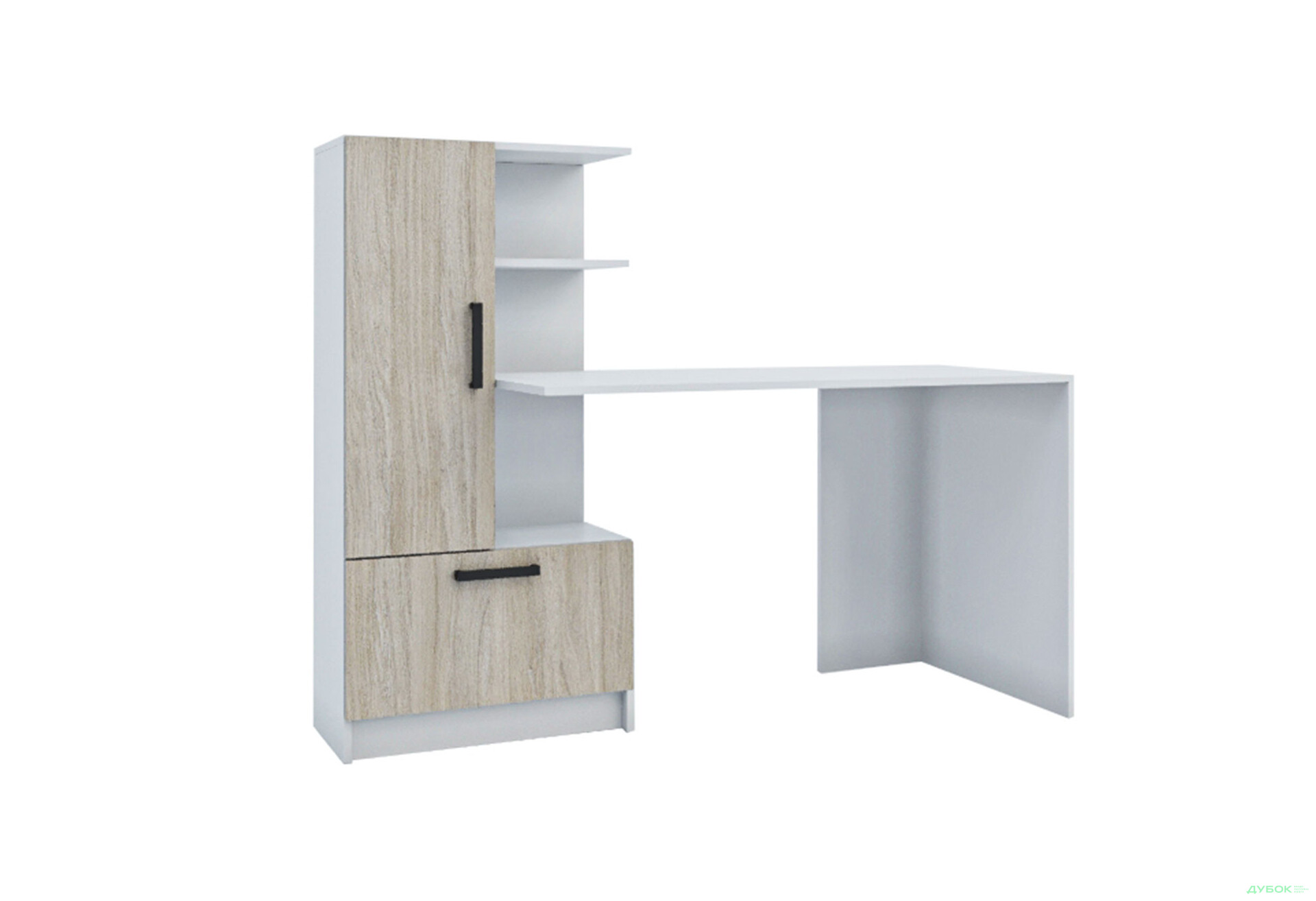 Стіл комп'ютерний Garant Стандарт 150x59 см зі стелажем Німфея альба / Урбан ойстер, збірка ліва - Зображення 1 Зображення 1 - Стіл комп'ютерний Garant Стандарт 150x59 см зі стелажем Німфея альба / Урбан ойстер, збірка ліва