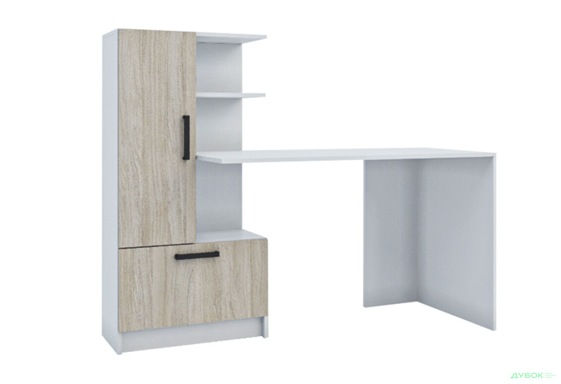 Стіл комп'ютерний Garant Стандарт 150x59 см зі стелажем Німфея альба / Урбан ойстер, збірка ліва - Зображення 1 Зображення 1 - Стіл комп'ютерний Garant Стандарт 150x59 см зі стелажем Німфея альба / Урбан ойстер, збірка ліва