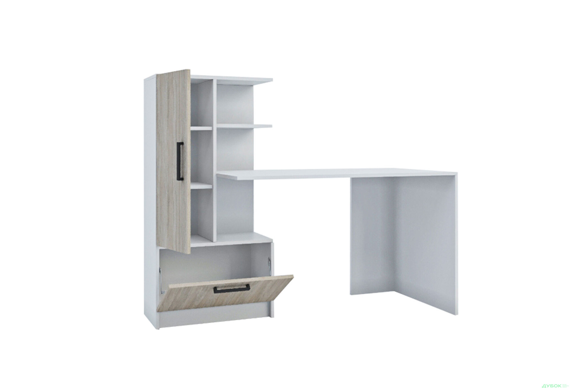 Стіл комп'ютерний Garant Стандарт 150x59 см зі стелажем Німфея альба / Урбан ойстер, збірка ліва - Зображення 3 Зображення 3 - Стіл комп'ютерний Garant Стандарт 150x59 см зі стелажем Німфея альба / Урбан ойстер, збірка ліва