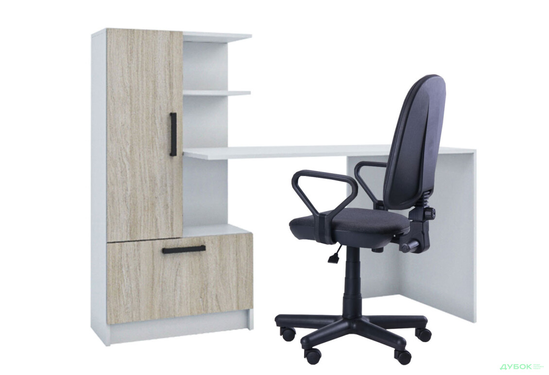 Стіл комп'ютерний Garant Стандарт 150x59 см зі стелажем Німфея альба / Урбан ойстер, збірка ліва - Зображення 2 Зображення 2 - Стіл комп'ютерний Garant Стандарт 150x59 см зі стелажем Німфея альба / Урбан ойстер, збірка ліва