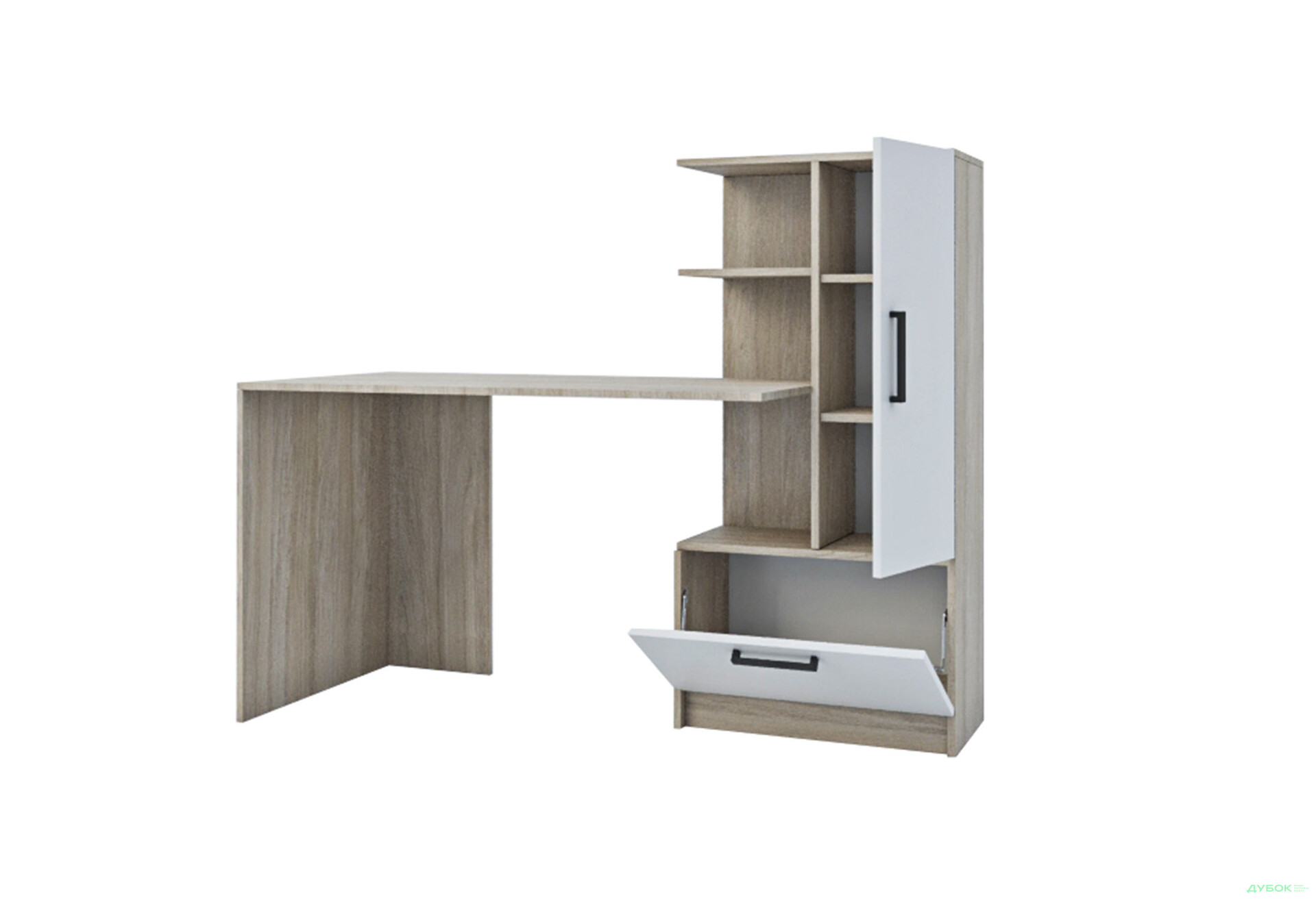 Зображення 3 - Стіл комп'ютерний Garant Стандарт 150x59 см зі стелажем Урбан ойстер / Німфея альба, збірка права