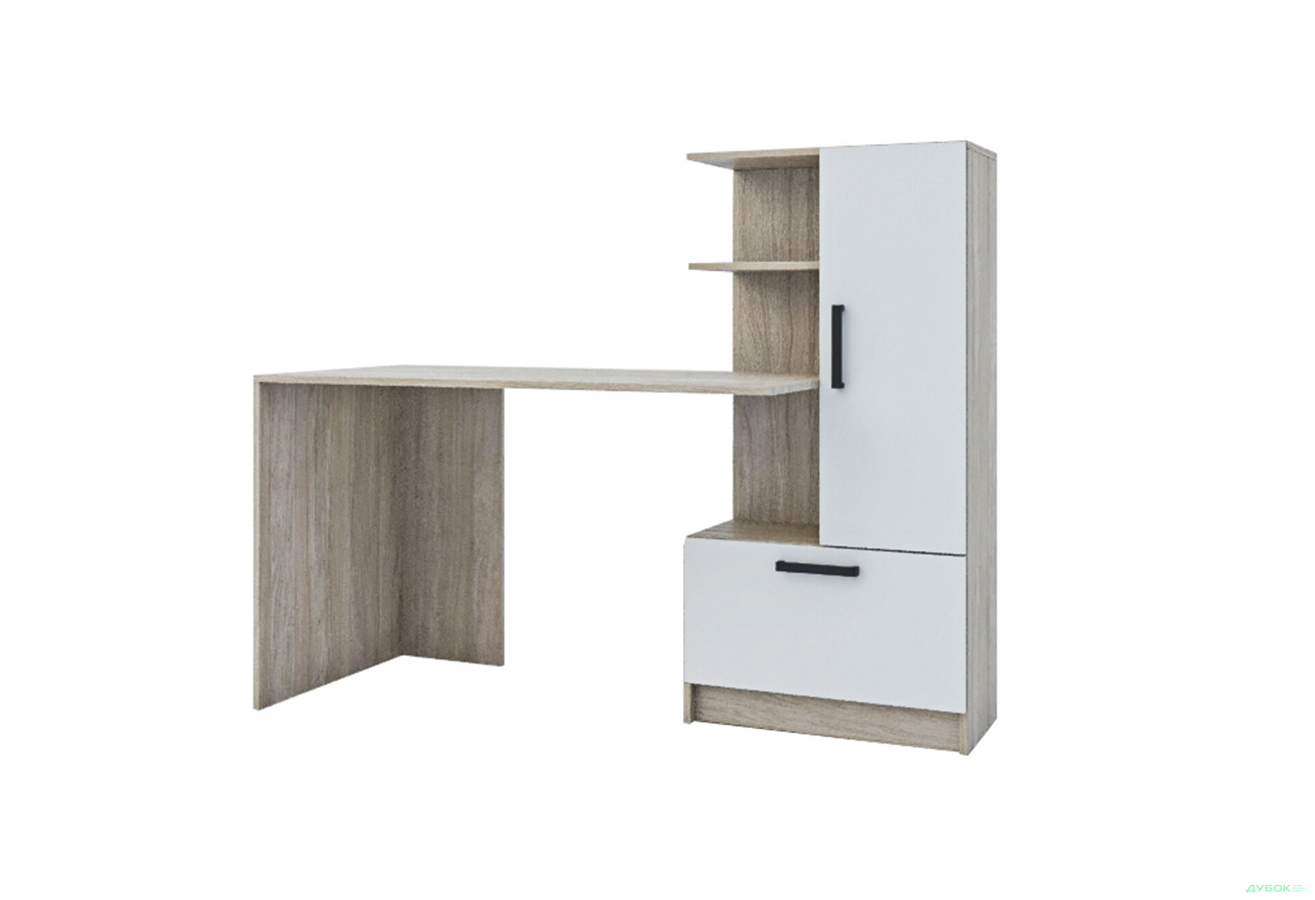 Зображення 1 - Стіл комп'ютерний Garant Стандарт 150x59 см зі стелажем Урбан ойстер / Німфея альба, збірка права
