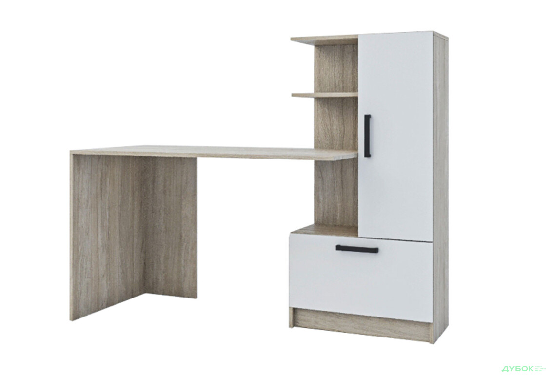 Стіл комп'ютерний Garant Стандарт 150x59 см зі стелажем Урбан ойстер / Німфея альба, збірка права