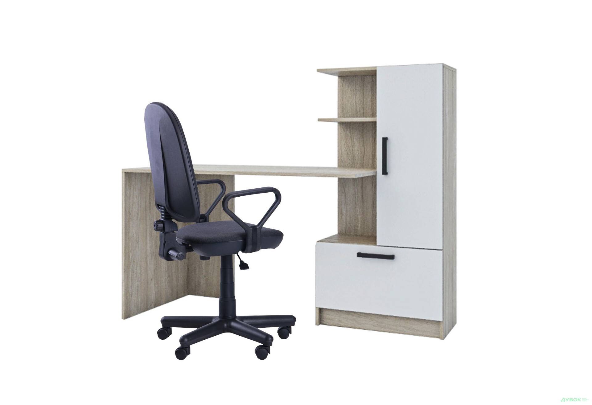 Зображення 2 - Стіл комп'ютерний Garant Стандарт 150x59 см зі стелажем Урбан ойстер / Німфея альба, збірка права