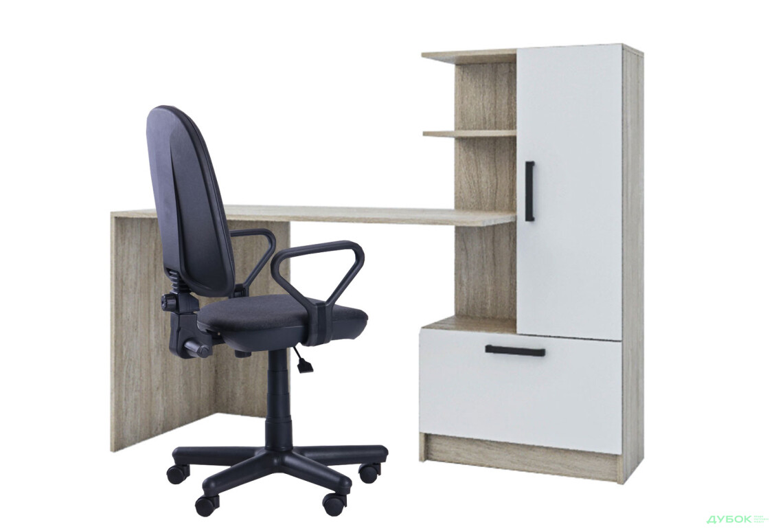 Зображення 2 - Стіл комп'ютерний Garant Стандарт 150x59 см зі стелажем Урбан ойстер / Німфея альба, збірка права