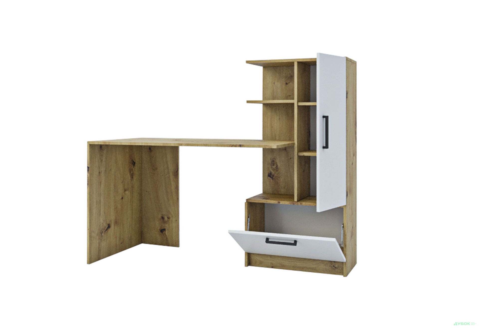 Зображення 3 - Стіл комп'ютерний Garant Стандарт 150x59 см зі стелажем Дуб артизан / Німфея альба, збірка права