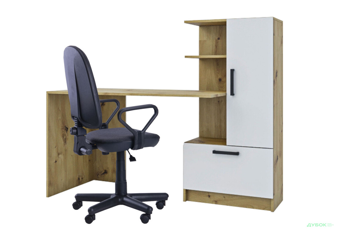 Зображення 2 - Стіл комп'ютерний Garant Стандарт 150x59 см зі стелажем Дуб артизан / Німфея альба, збірка права
