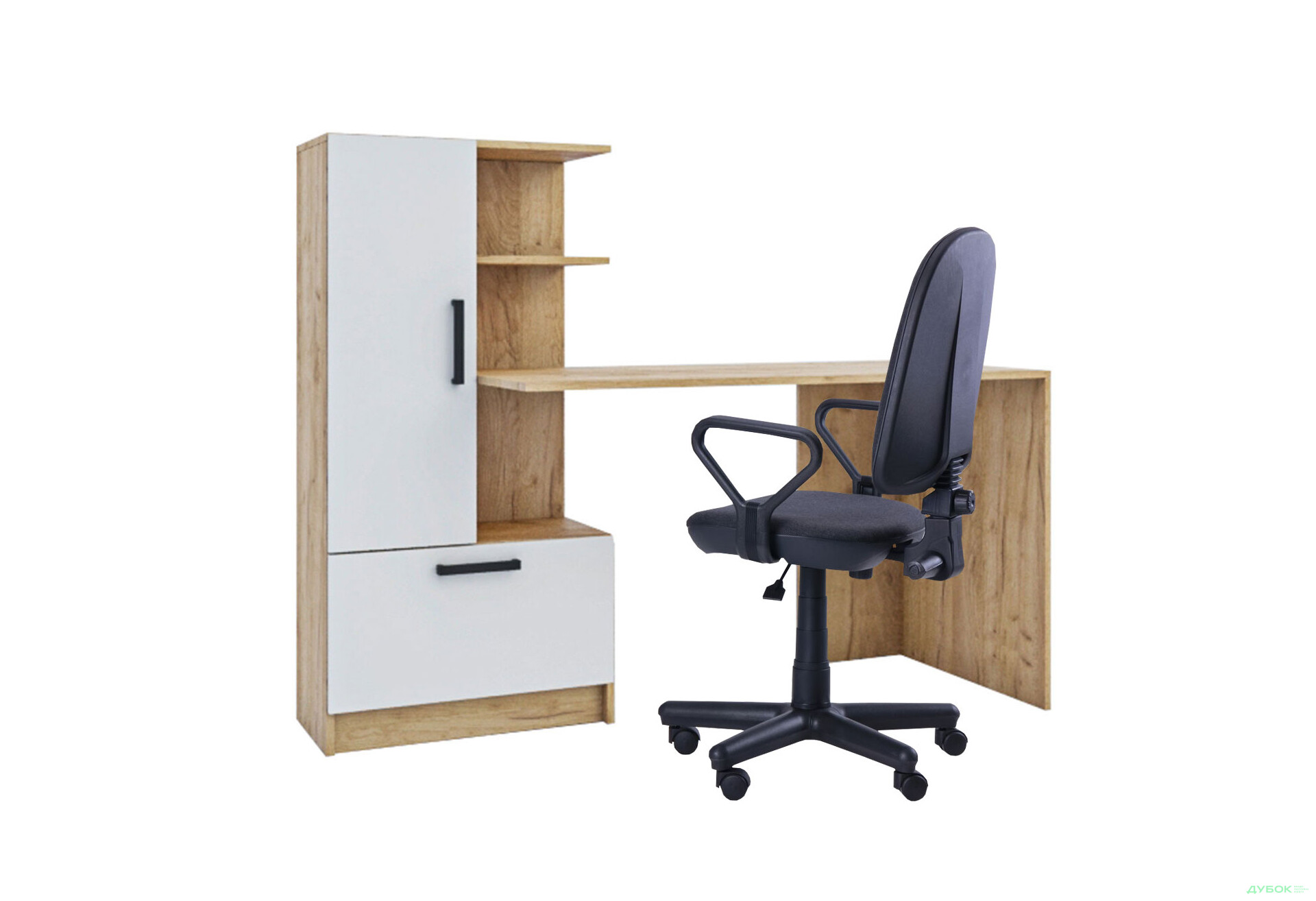 Стіл комп'ютерний Garant Стандарт 150x59 см зі стелажем Дуб крафт золотий / Німфея альба, збірка ліва - Зображення 5 Зображення 5 - Стіл комп'ютерний Garant Стандарт 150x59 см зі стелажем Дуб крафт золотий / Німфея альба, збірка ліва