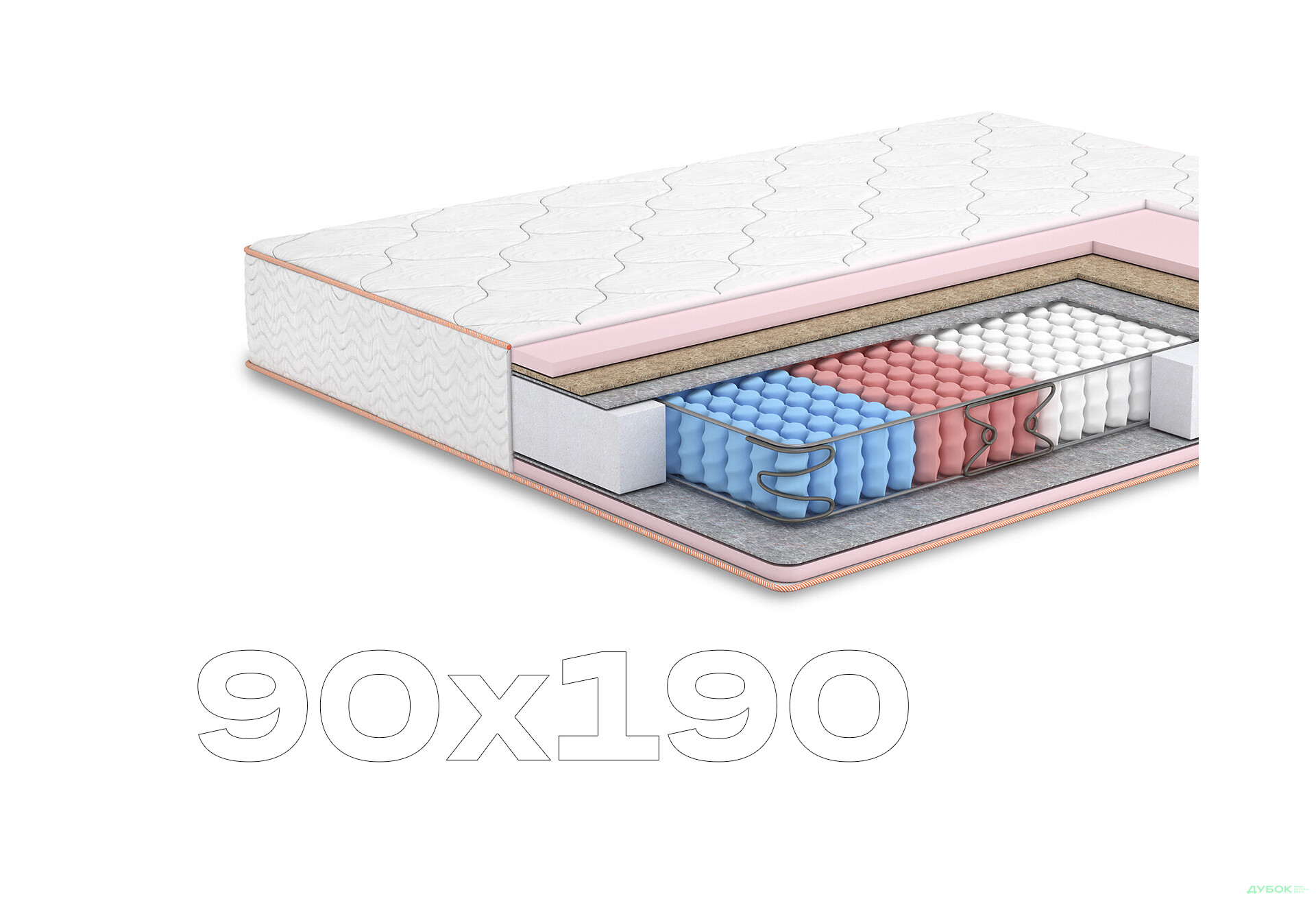 Матрац Камелія+кокос двосторонній (колекція Butterfly) 90х190 Matroluxe - Зображення 1 Зображення 1 - Матрац Камелія+кокос двосторонній (колекція Butterfly) 90х190 Matroluxe