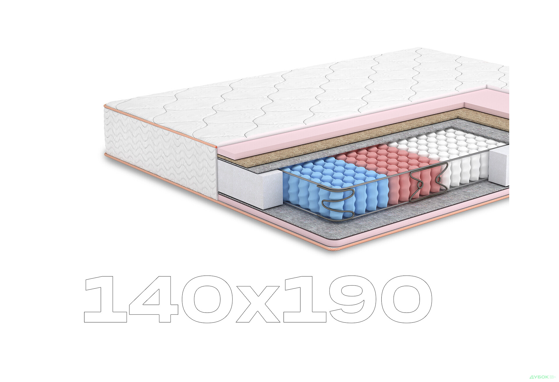 Матрац Камелія+кокос двосторонній (колекція Butterfly) 140х190 Matroluxe - Зображення 1 Зображення 1 - Матрац Камелія+кокос двосторонній (колекція Butterfly) 140х190 Matroluxe