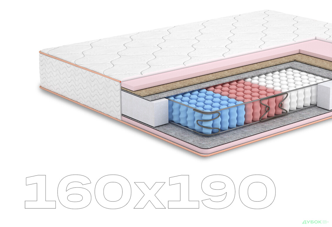 Матрац Камелія+кокос двосторонній (колекція Butterfly) 160х190 Matroluxe - Зображення 1 Зображення 1 - Матрац Камелія+кокос двосторонній (колекція Butterfly) 160х190 Matroluxe