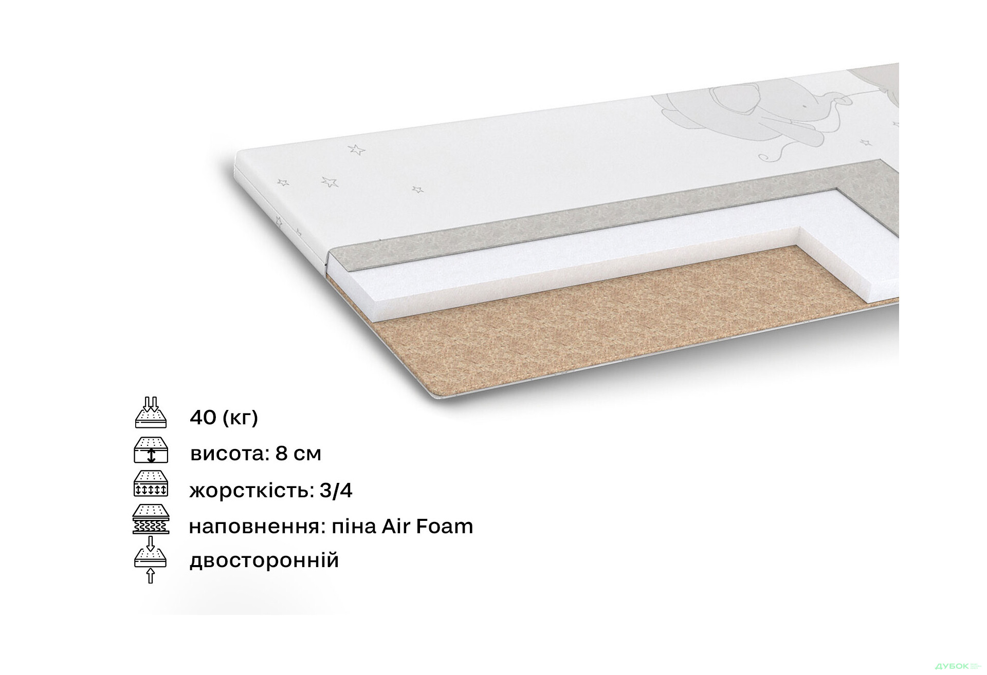 Зображення 2 - Матрац Дитячий Кіндер / Kinder 120х190 Matroluxe