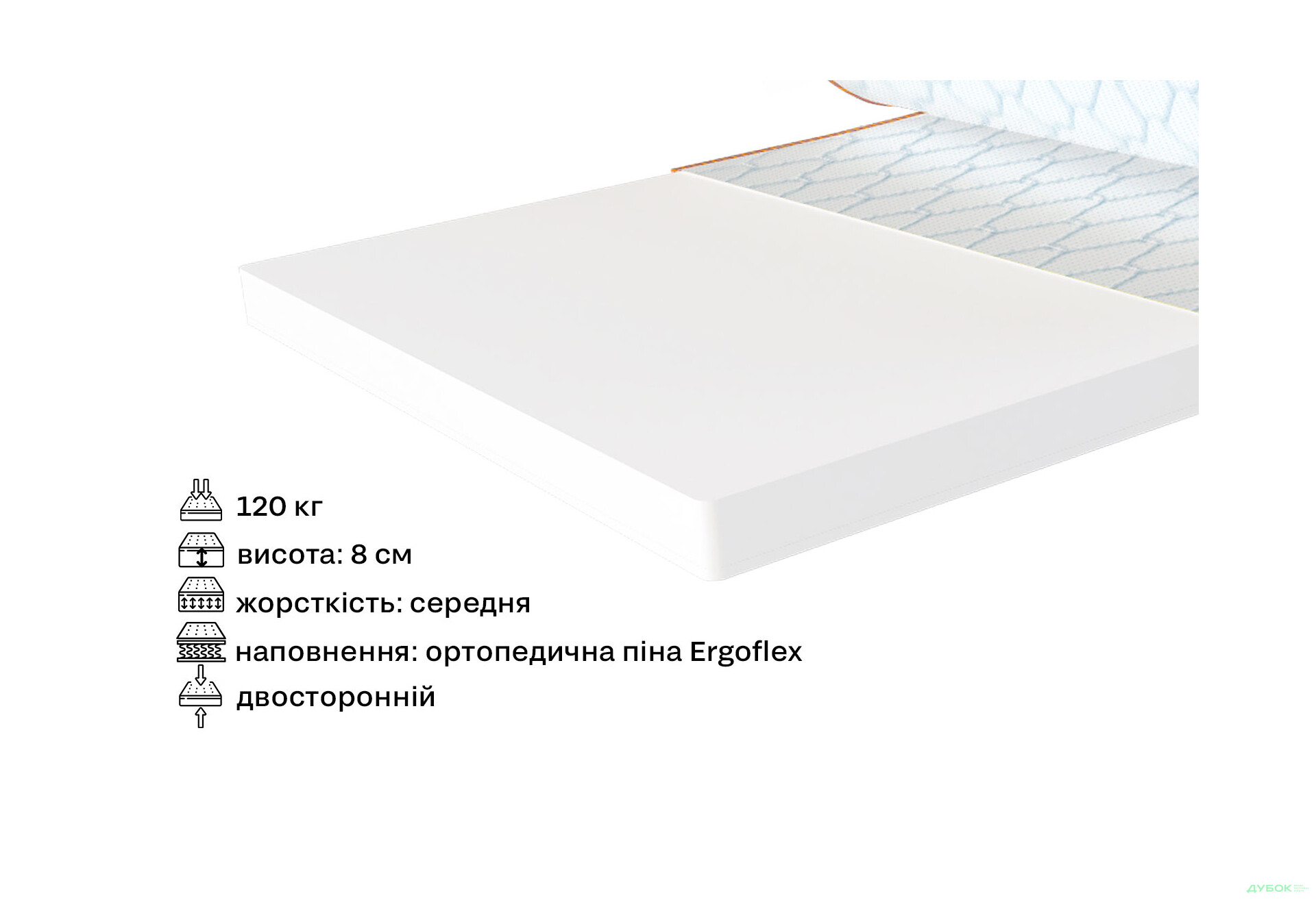 Зображення 2 - Матрац Sleep&Fly mini топпер Super Flex / Супер Флекс (чохол з жаккарду) 140х190 ЕММ