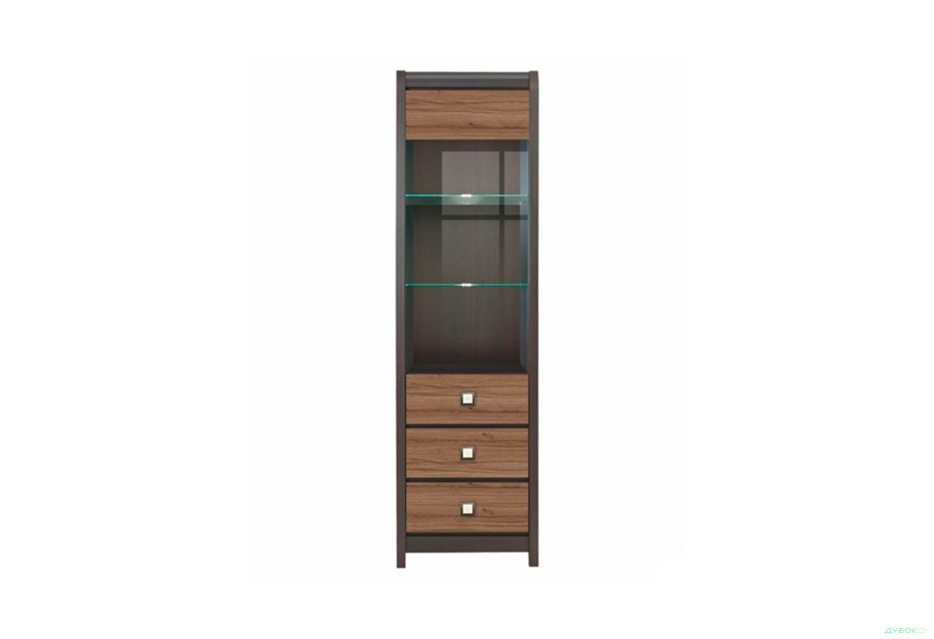 Зображення 1 - Шафа-вітрина ВМК Лорен з 3 шухлядами 57 см Венге магія / Монтеверде