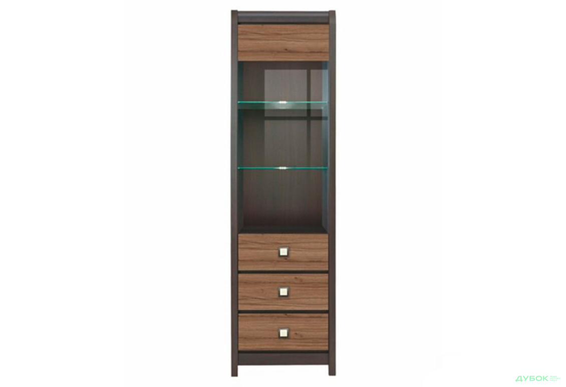 Шафа-вітрина ВМК Лорен з 3 шухлядами 57 см Венге магія / Монтеверде