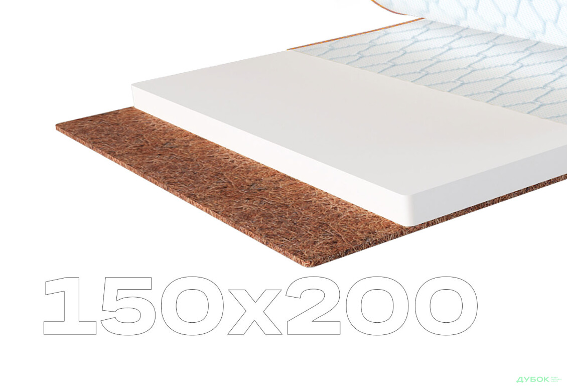 Матрац Sleep&Fly mini топпер Flex 2 в 1 Kokos / Флекс 2 в 1 Кокос (чохол з жаккарду) 150х200 ЕММ