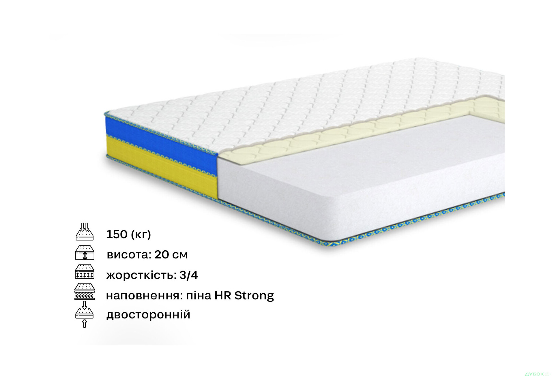 Матрац Сяйво (серія Мрія) 120х200 Matroluxe - Зображення 2 Зображення 2 - Матрац Сяйво (серія Мрія) 120х200 Matroluxe