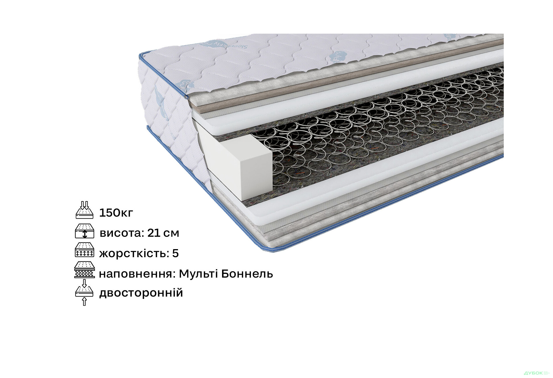 Зображення 2 - Матрац Sleep&Fly Standart Plus / Стандарт Плюс (чохол з жаккарду) SF 80х200 ЕММ