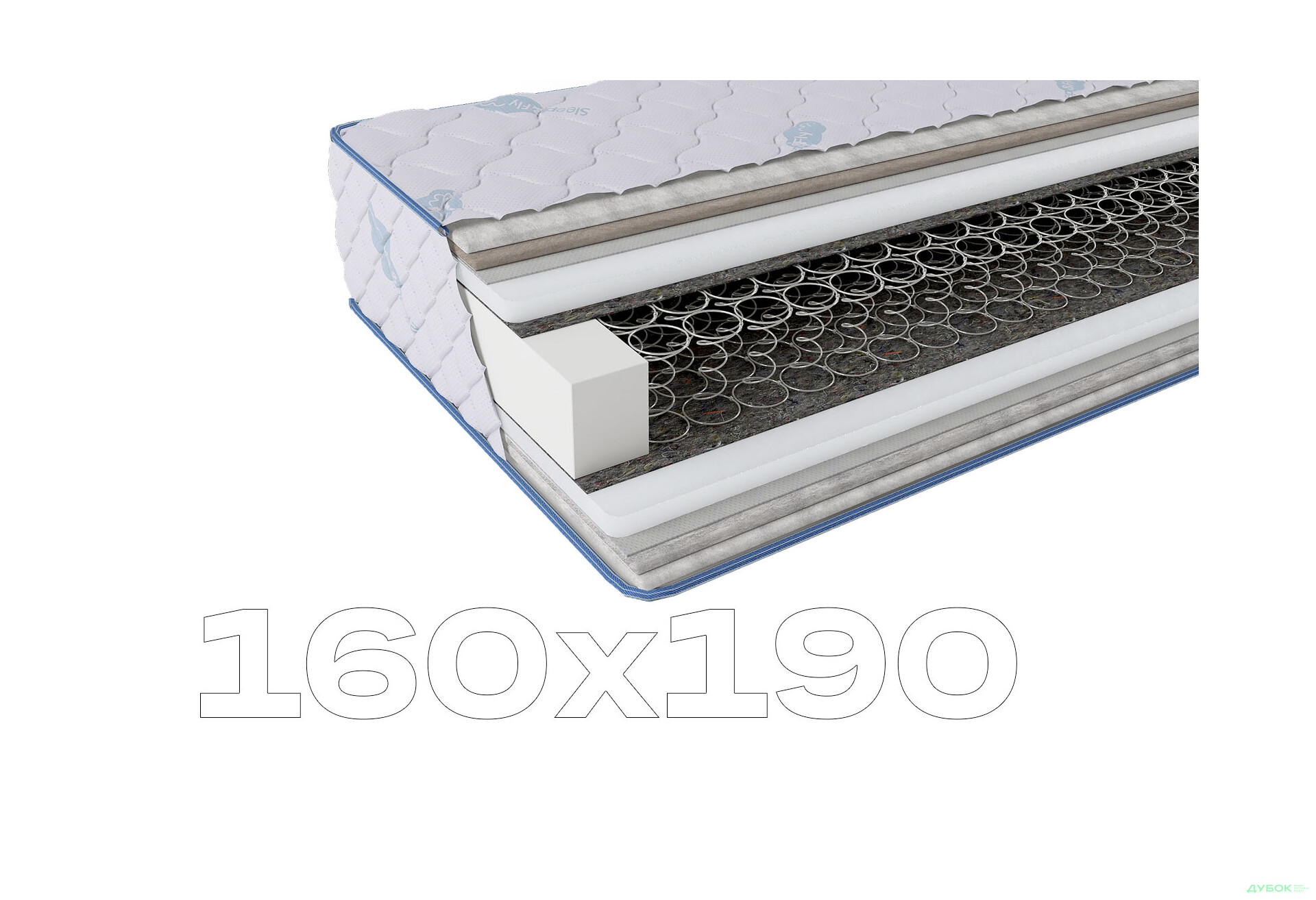 Зображення 1 - Матрац Sleep&Fly Standart Plus / Стандарт Плюс (чохол з жаккарду) SF 160х190 ЕММ
