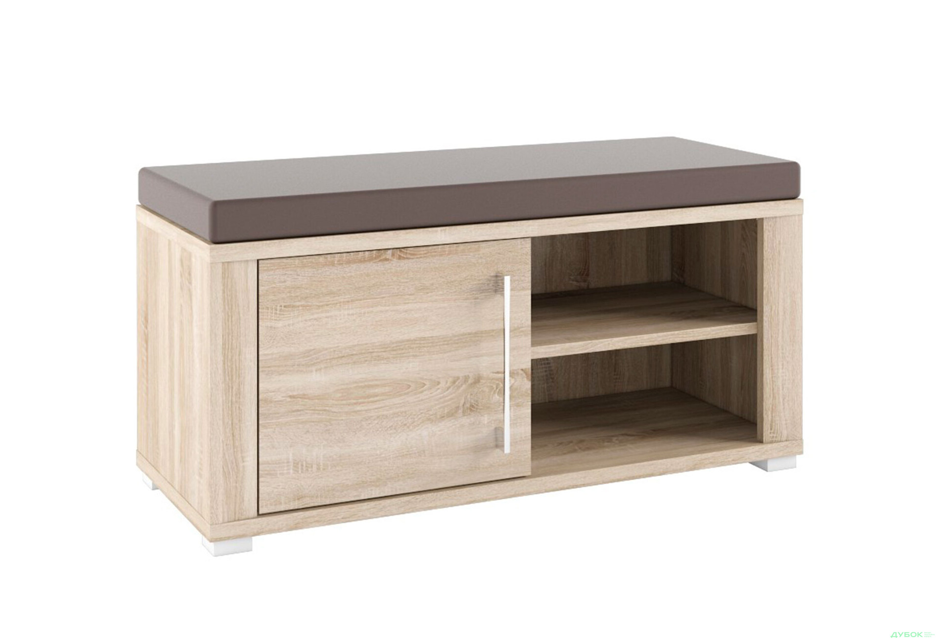 Тумба для обуви Гербор Гоу с 1 отделением, полками и сиденьем 90 см Дуб сонома - Изображение 1 Изображение 1 - Тумба для обуви Гербор Гоу с 1 отделением, полками и сиденьем 90 см Дуб сонома