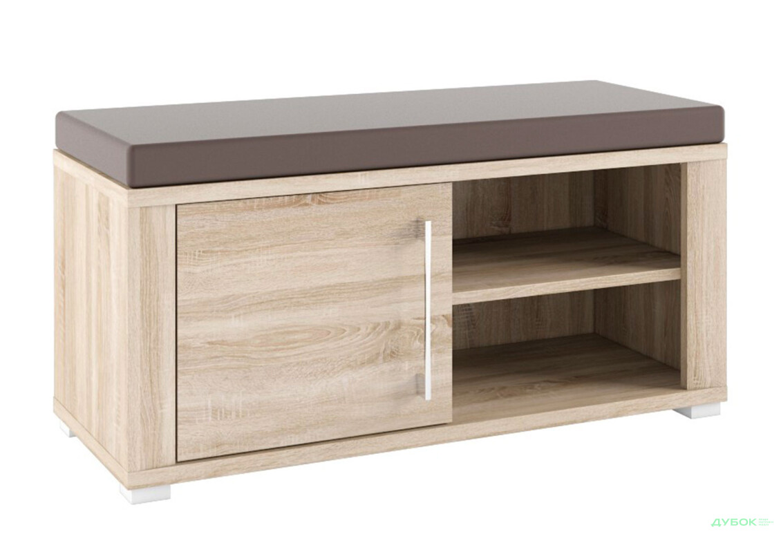 Тумба для обуви Гербор Гоу с 1 отделением, полками и сиденьем 90 см Дуб сонома - Изображение 1 Изображение 1 - Тумба для обуви Гербор Гоу с 1 отделением, полками и сиденьем 90 см Дуб сонома