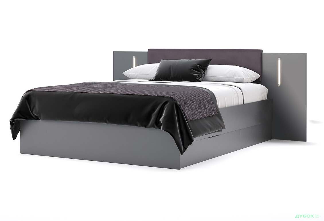 Ліжко-подіум MiroMark Doni / Доні (без вкладу) 160х200 см з шухлядами, графіт