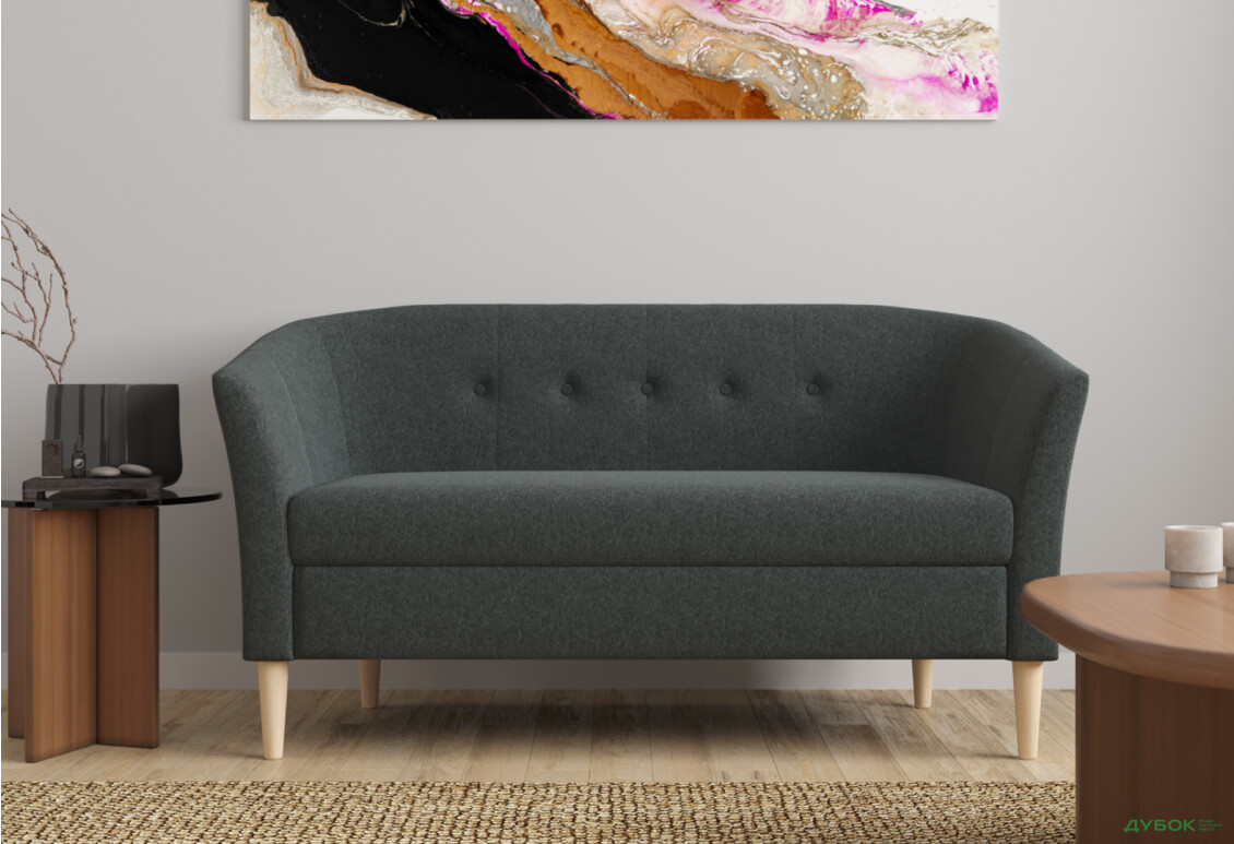 Диван UMa Соната 2C 141x66 см нерозкладний графіт (Fancy 97) - Зображення 2 Зображення 2 - Диван UMa Соната 2C 141x66 см нерозкладний графіт (Fancy 97)