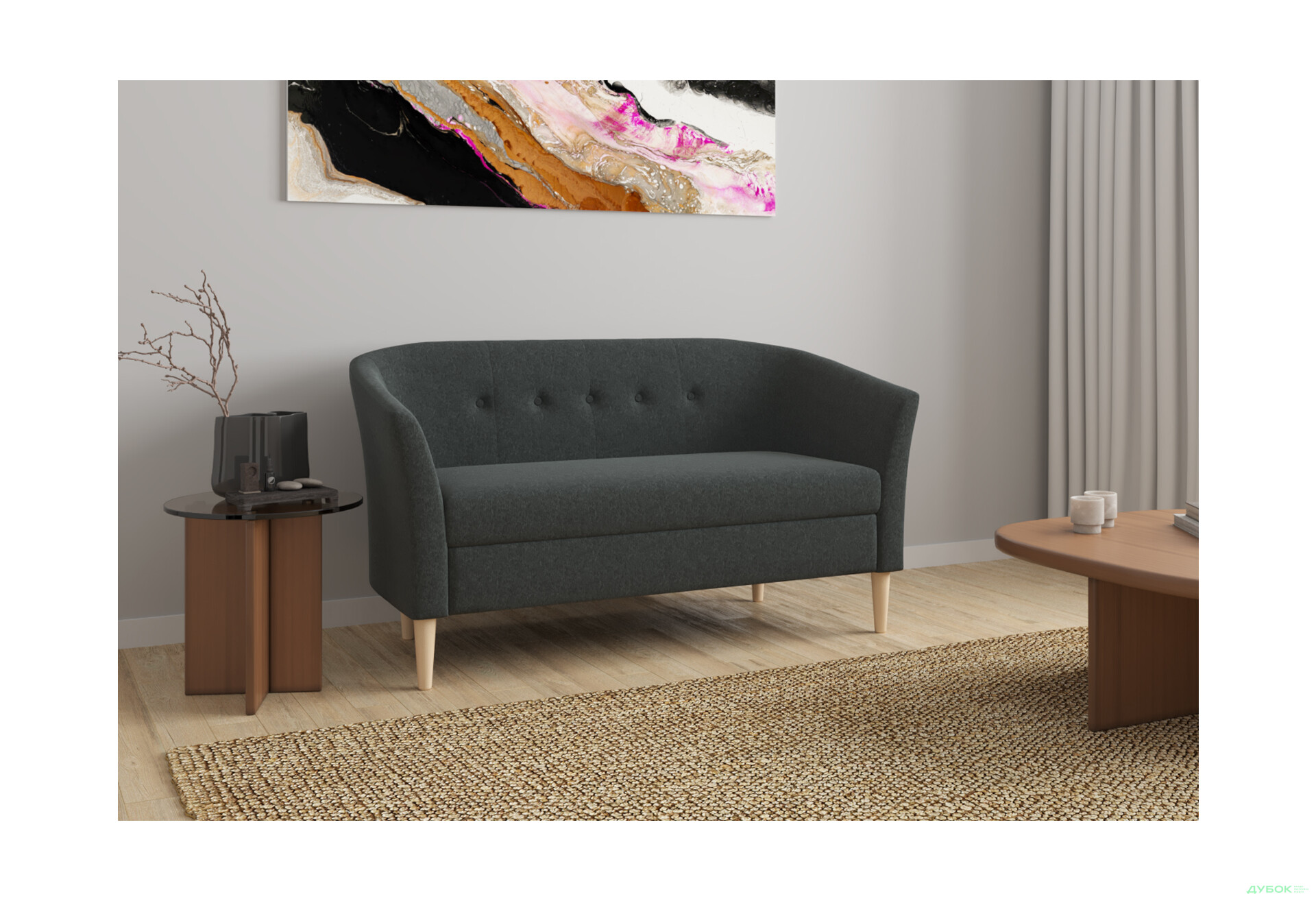 Диван UMa Соната 2C 141x66 см нерозкладний графіт (Fancy 97) - Зображення 7 Зображення 7 - Диван UMa Соната 2C 141x66 см нерозкладний графіт (Fancy 97)