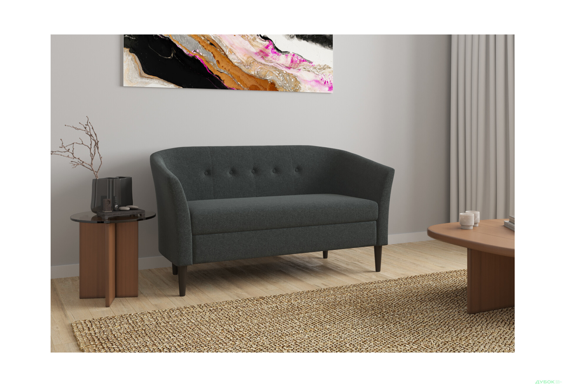 Диван UMa Соната 2C 141x66 см нерозкладний графіт (Fancy 97) - Зображення 8 Зображення 8 - Диван UMa Соната 2C 141x66 см нерозкладний графіт (Fancy 97)