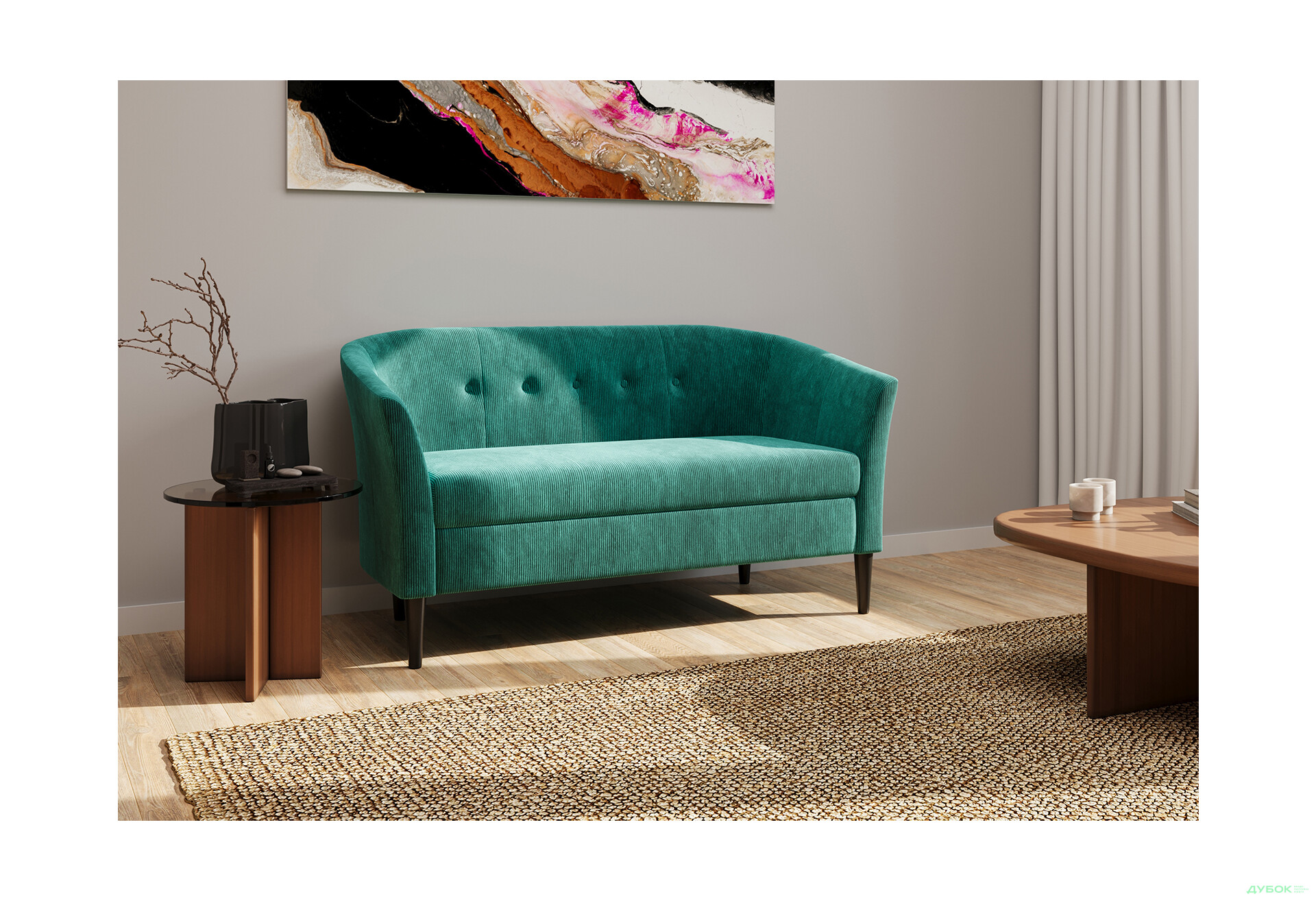 Диван UMa Соната 2C 141x66 см нерозкладний смарагдовий (Run again 36) - Зображення 8 Зображення 8 - Диван UMa Соната 2C 141x66 см нерозкладний смарагдовий (Run again 36)