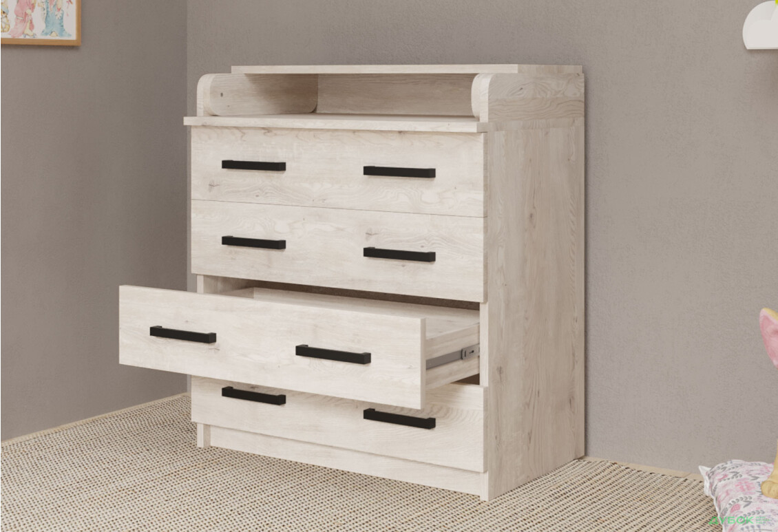 Комод MebelStar з 4 шухлядами та пеленальною надбудовою 80 см аляска сіра - Зображення 5 Зображення 5 - Комод MebelStar з 4 шухлядами та пеленальною надбудовою 80 см аляска сіра