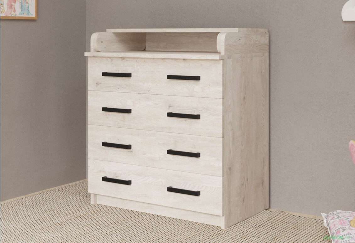 Комод MebelStar з 4 шухлядами та пеленальною надбудовою 80 см аляска сіра - Зображення 4 Зображення 4 - Комод MebelStar з 4 шухлядами та пеленальною надбудовою 80 см аляска сіра