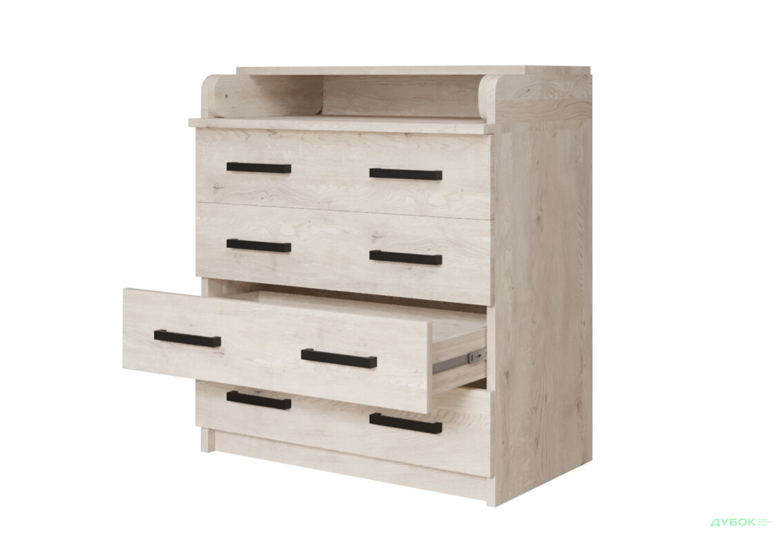 Комод MebelStar з 4 шухлядами та пеленальною надбудовою 80 см аляска сіра - Зображення 2 Зображення 2 - Комод MebelStar з 4 шухлядами та пеленальною надбудовою 80 см аляска сіра