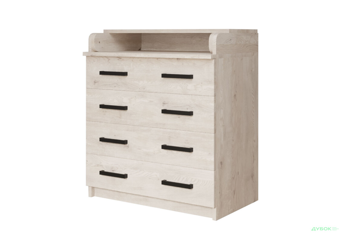 Комод MebelStar з 4 шухлядами та пеленальною надбудовою 80 см аляска сіра - Зображення 1 Зображення 1 - Комод MebelStar з 4 шухлядами та пеленальною надбудовою 80 см аляска сіра
