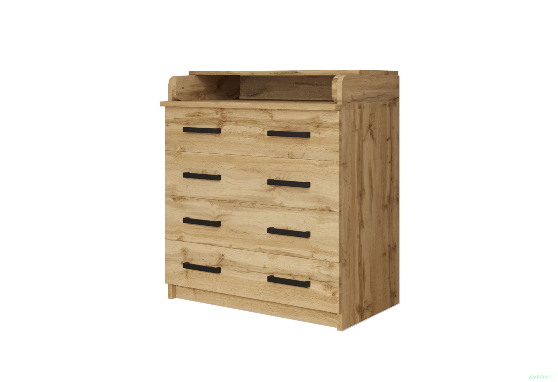 Комод MebelStar з 4 шухлядами та пеленальною надбудовою 80 см дуб тахо - Зображення 1 Зображення 1 - Комод MebelStar з 4 шухлядами та пеленальною надбудовою 80 см дуб тахо