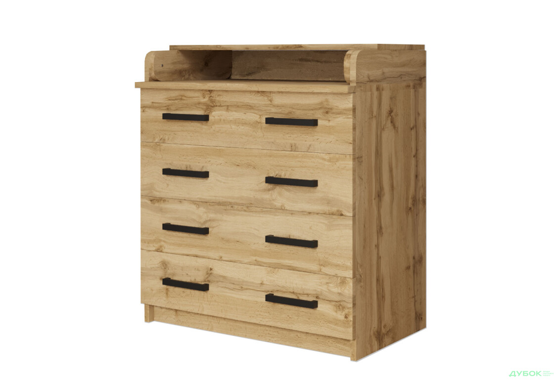 Комод MebelStar з 4 шухлядами та пеленальною надбудовою 80 см дуб тахо - Зображення 1 Зображення 1 - Комод MebelStar з 4 шухлядами та пеленальною надбудовою 80 см дуб тахо