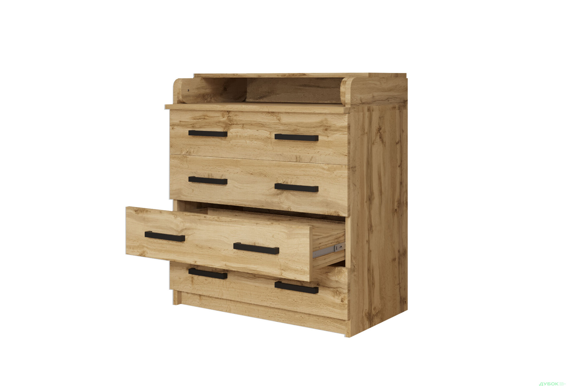 Комод MebelStar з 4 шухлядами та пеленальною надбудовою 80 см дуб тахо - Зображення 2 Зображення 2 - Комод MebelStar з 4 шухлядами та пеленальною надбудовою 80 см дуб тахо