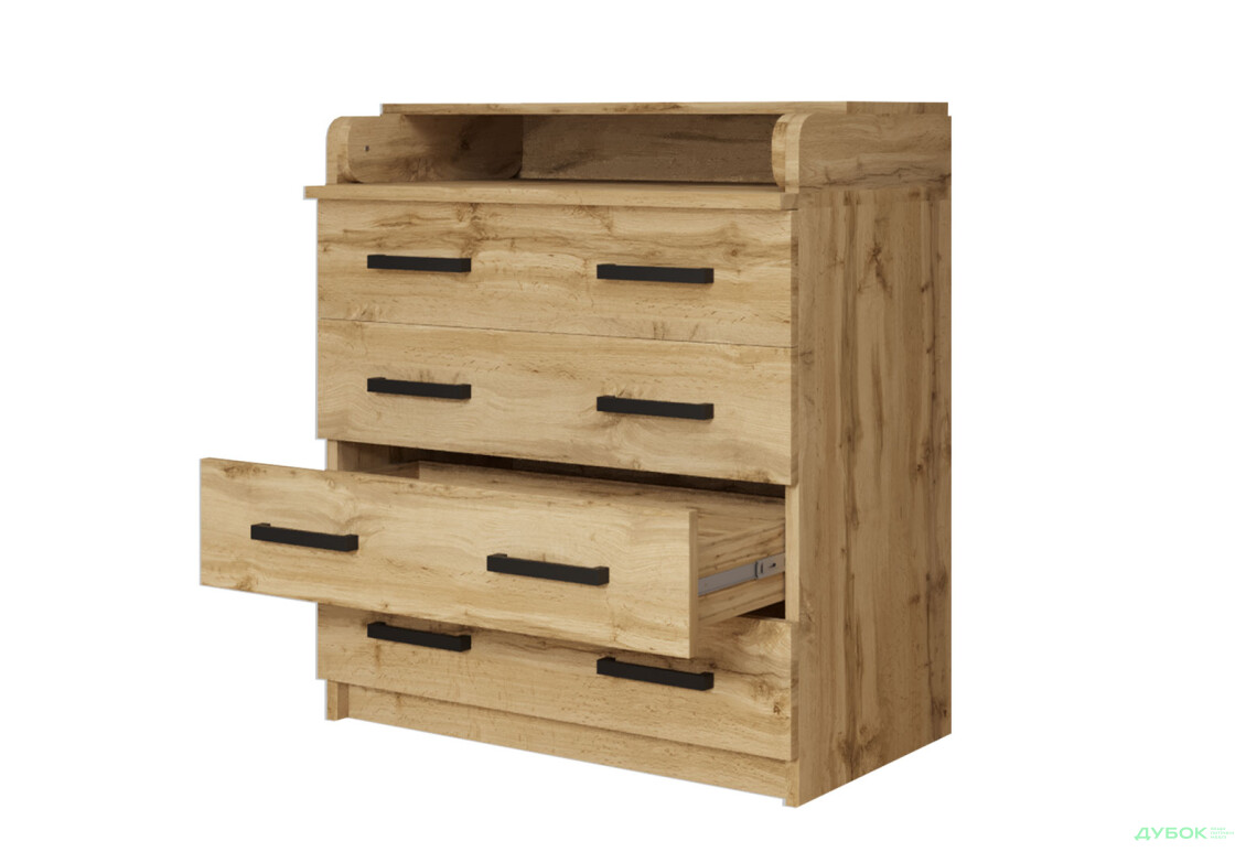 Комод MebelStar з 4 шухлядами та пеленальною надбудовою 80 см дуб тахо - Зображення 2 Зображення 2 - Комод MebelStar з 4 шухлядами та пеленальною надбудовою 80 см дуб тахо